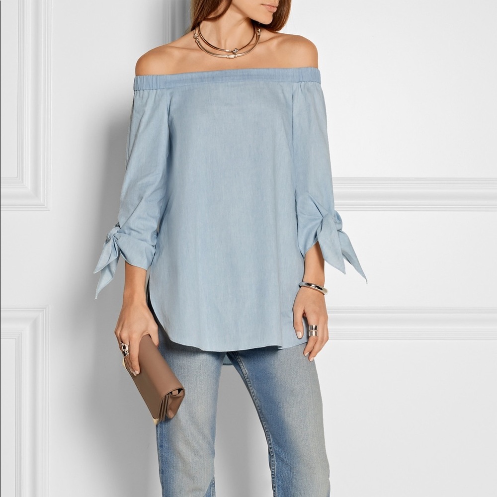 Off The Shoulder Blue and White Striped Blouse